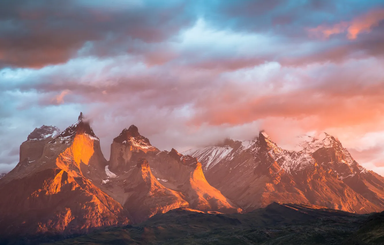 Photo wallpaper the sky, clouds, light, mountains, nature, Andes, South America, Patagonia