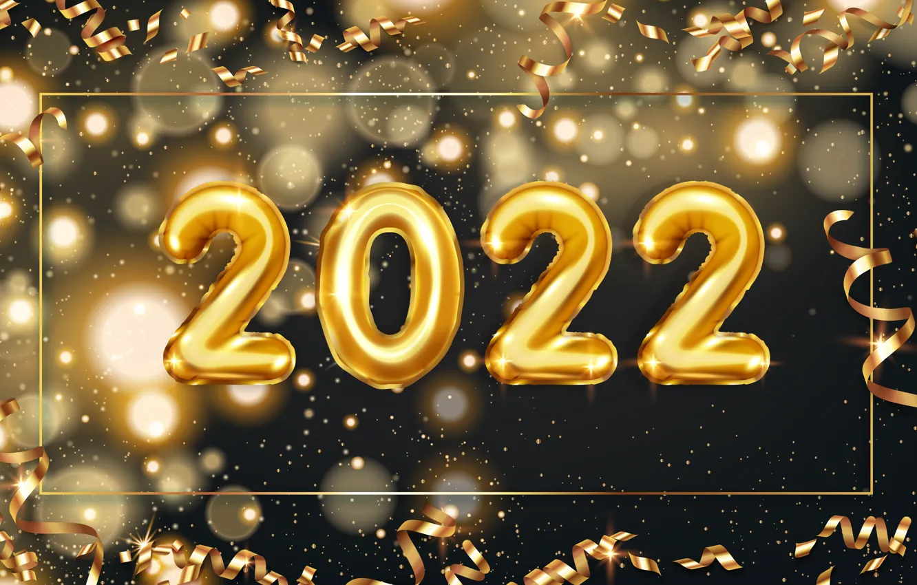 Photo wallpaper gold, new year, golden, black background, serpentine, New Year, decoration, Happy