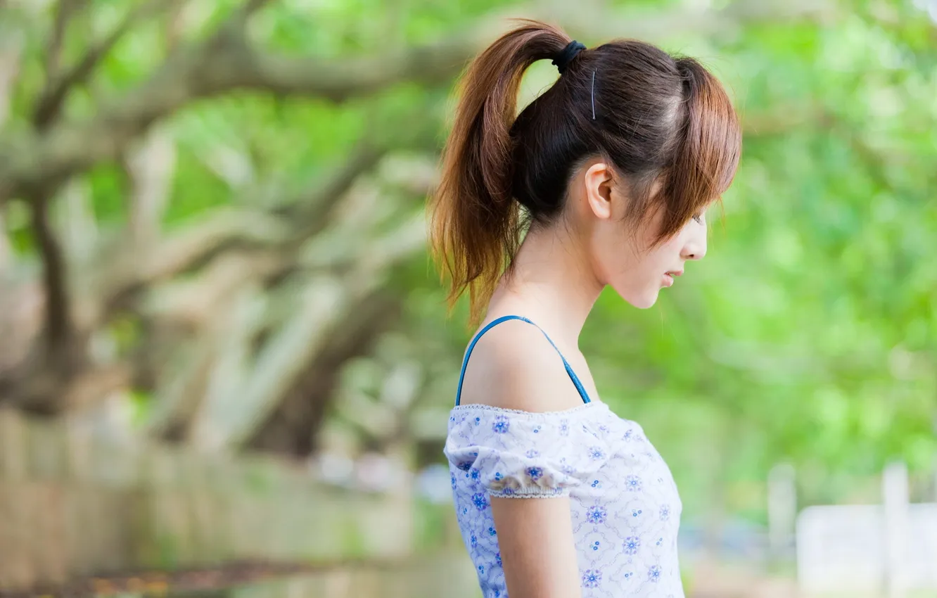 Photo wallpaper girl, Wallpaper, nose, Asian, brooding