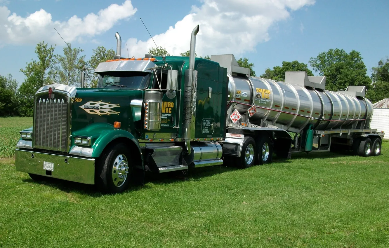 Photo wallpaper green, Truck, trucks, tank, Kenworth, envirovac