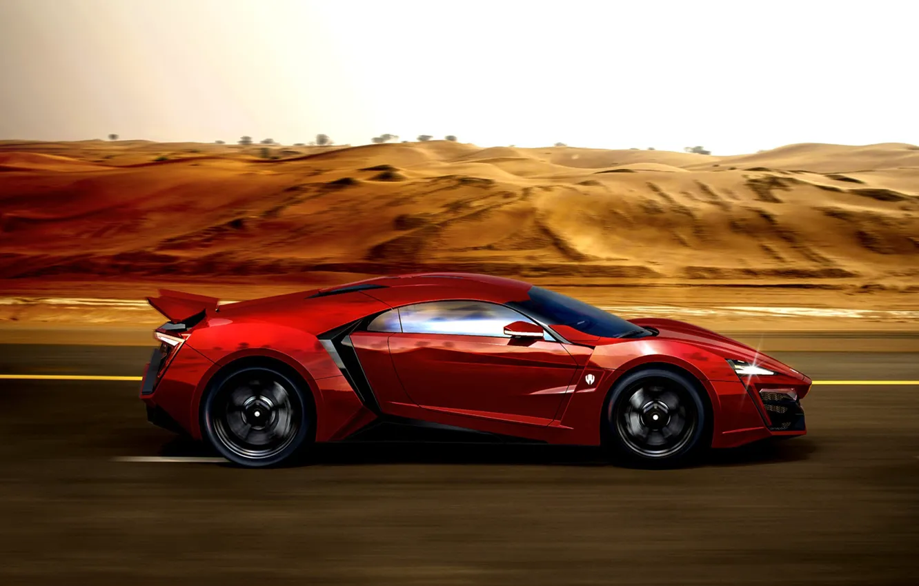 Photo wallpaper Red, Auto, Machine, Supercar, Rendering, Concept Art, Sports car, Side view