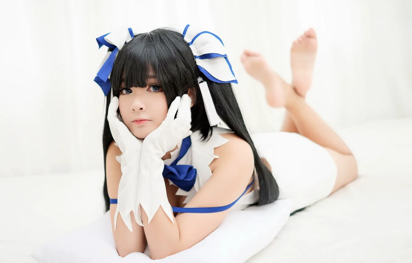 Photo wallpaper cosplay, Hestia, Dungeon ni Deai wo Motomeru no wa Machigatteiru Since, mimi chan, DanMaChi