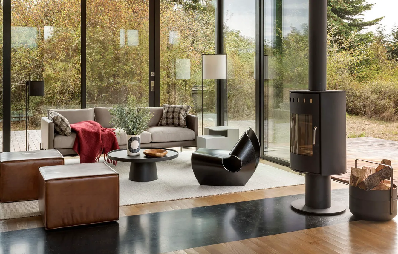 Photo wallpaper design, style, interior, fireplace, USA, USA, living room, Washington