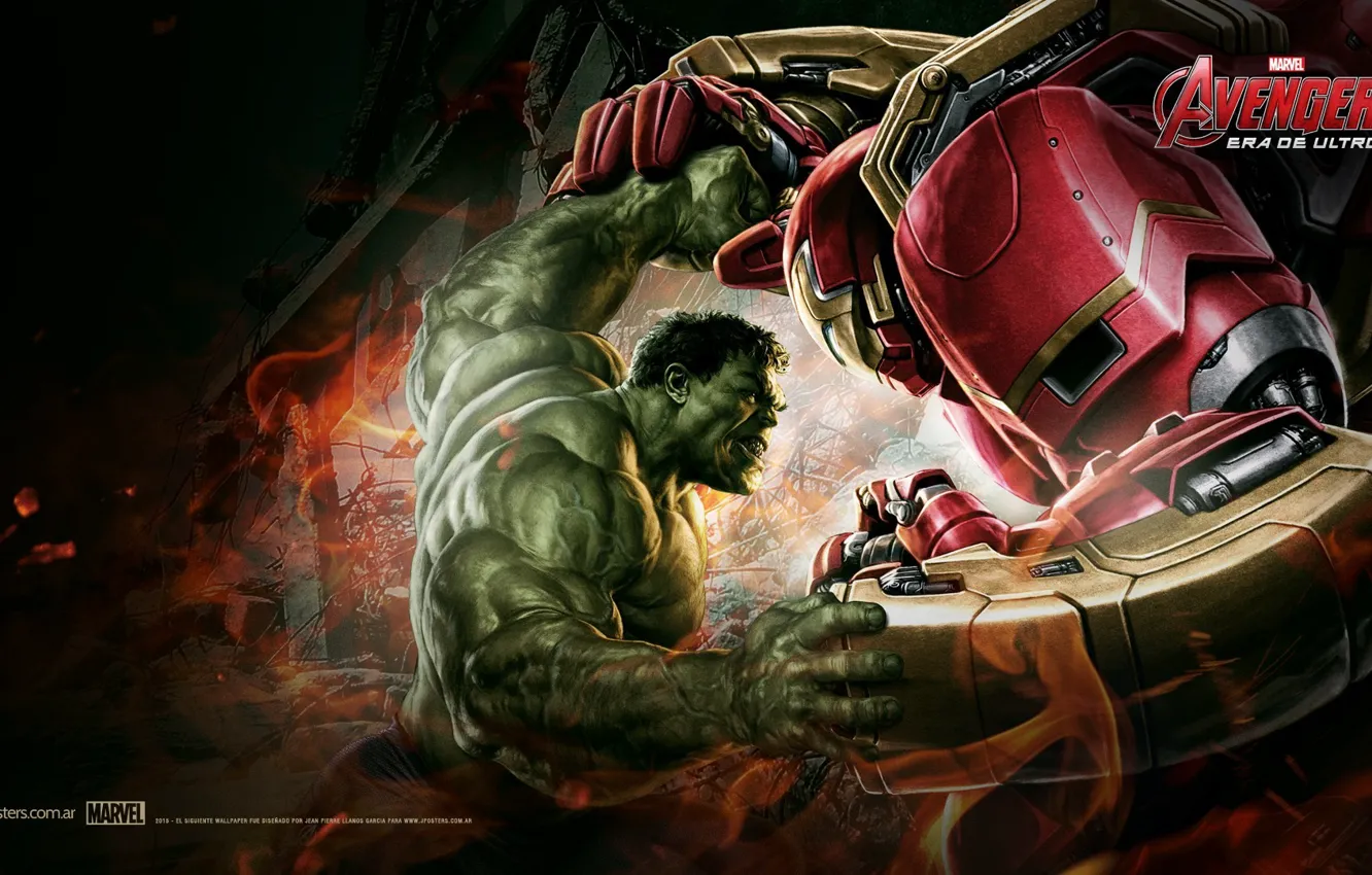 Photo wallpaper Hulk, Iron Man, The Avengers, Era, Ultron