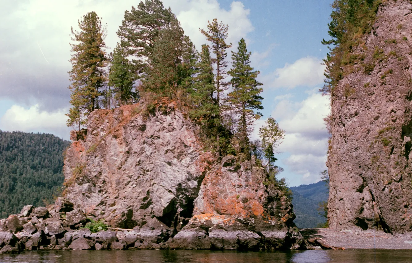 Photo wallpaper The Altai Mountains, Dark, Lake Teletskoye