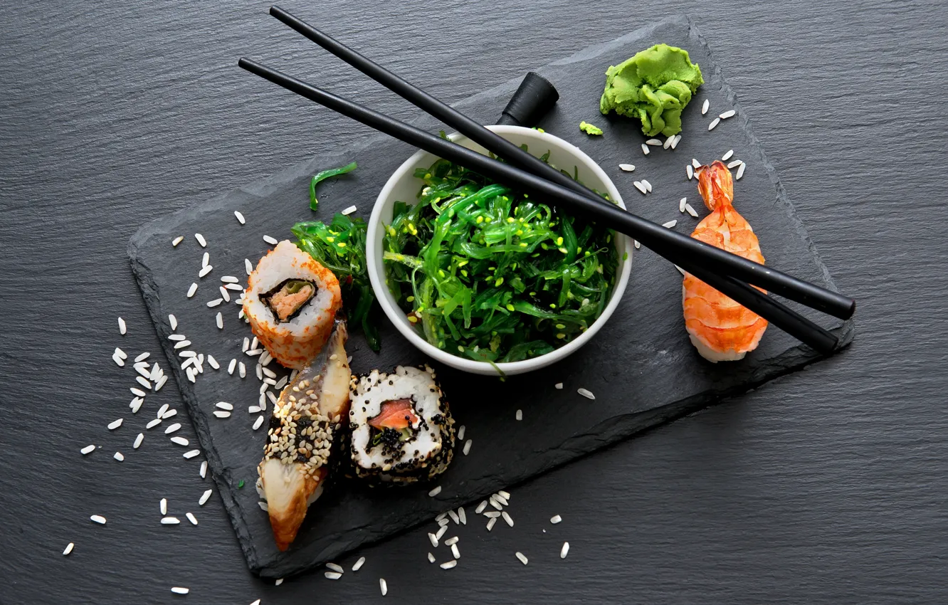 Photo wallpaper sticks, sushi, rolls