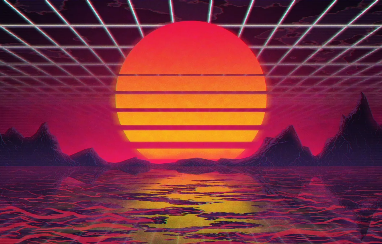 Photo wallpaper The sun, Music, Star, Background, 80s, Neon, VHS, 80's