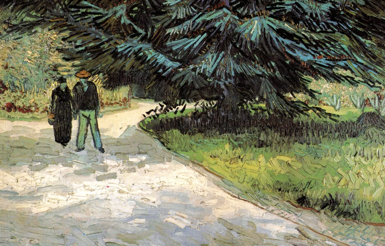 Photo wallpaper Vincent van Gogh, The Poet s Garden III, Fir Tree, Couple and Blue, Public Garden …