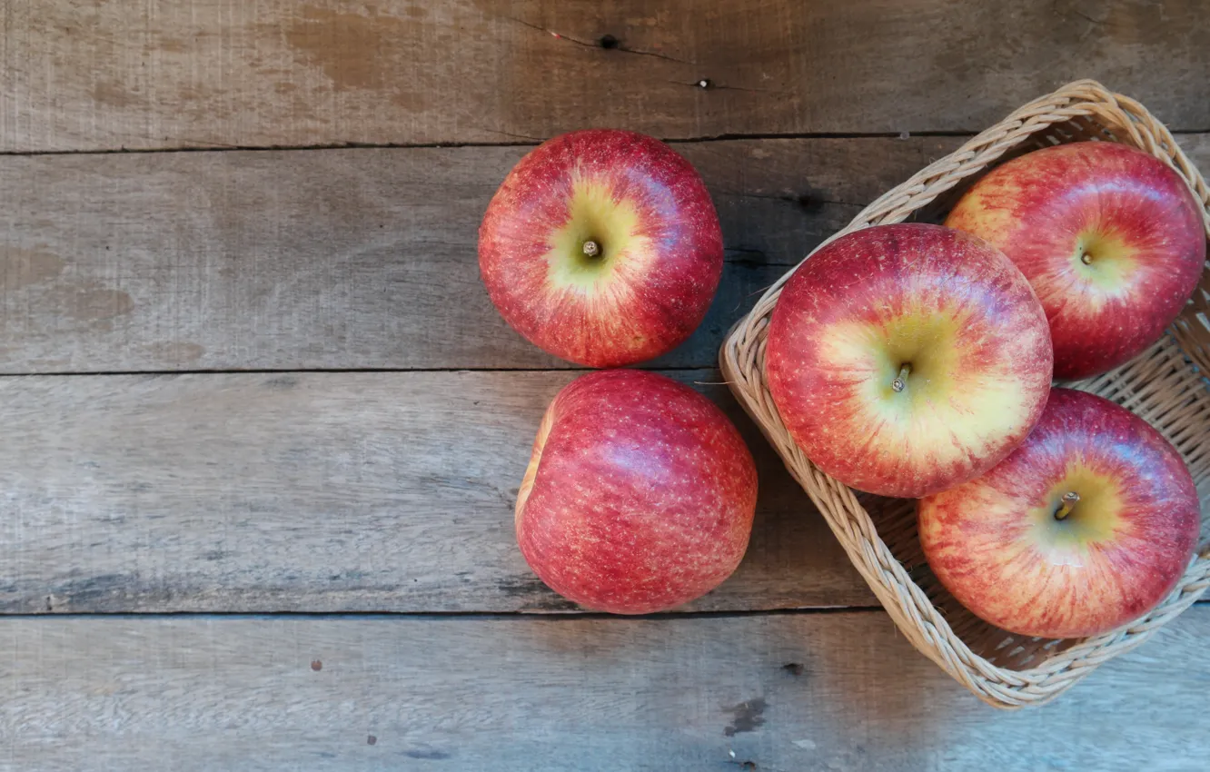 Photo wallpaper apples, fruit, wood, fruit, apples