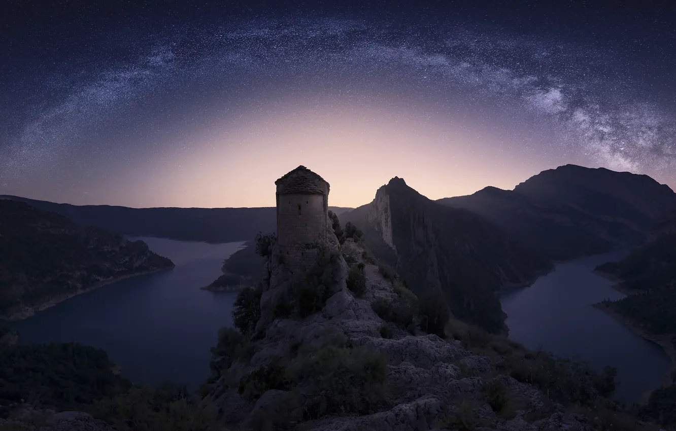 Photo wallpaper stars, night, castle