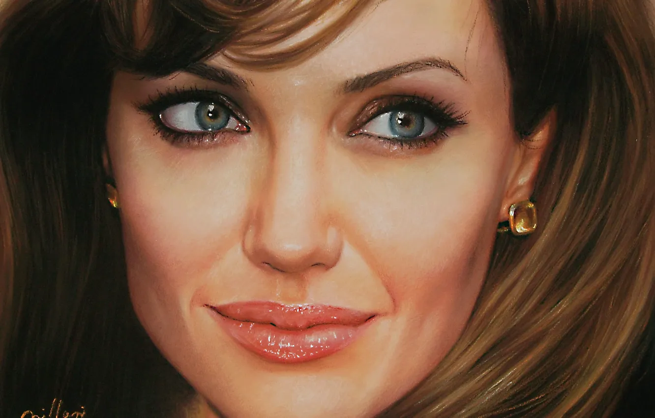 Photo wallpaper face, actress, Angelina Jolie, Angelina Jolie