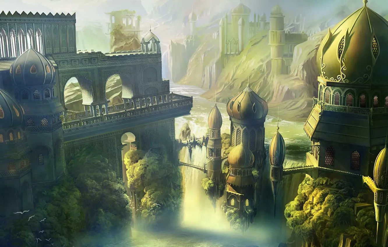 Photo wallpaper bridge, the city, tower