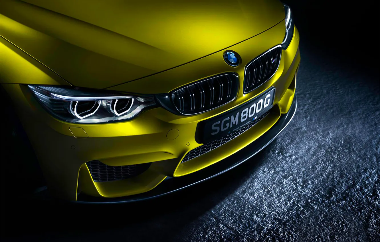 Photo wallpaper BMW, German, Car, Front, Yellow, Ligth, Bimper