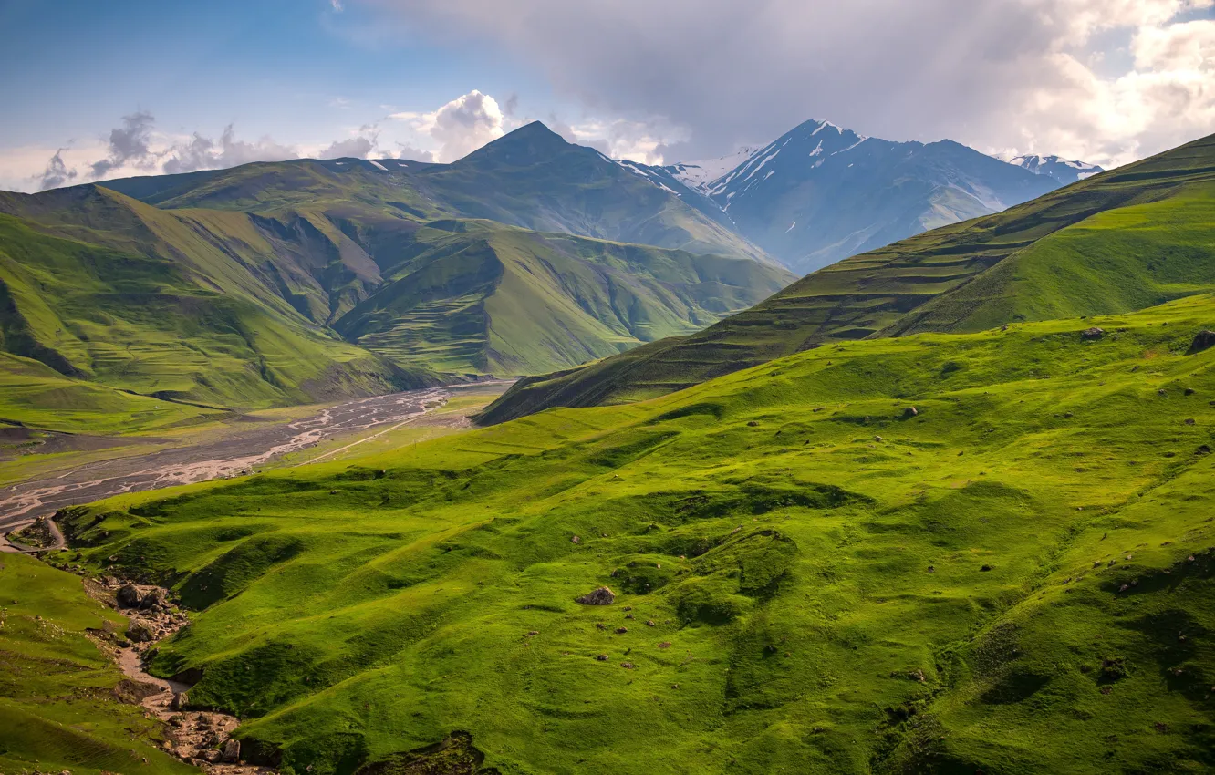 Photo wallpaper clouds, landscape, mountains, nature, Azerbaijan