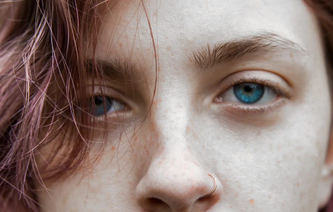Photo wallpaper Piercing, Beautiful Eyes, Redhead girl
