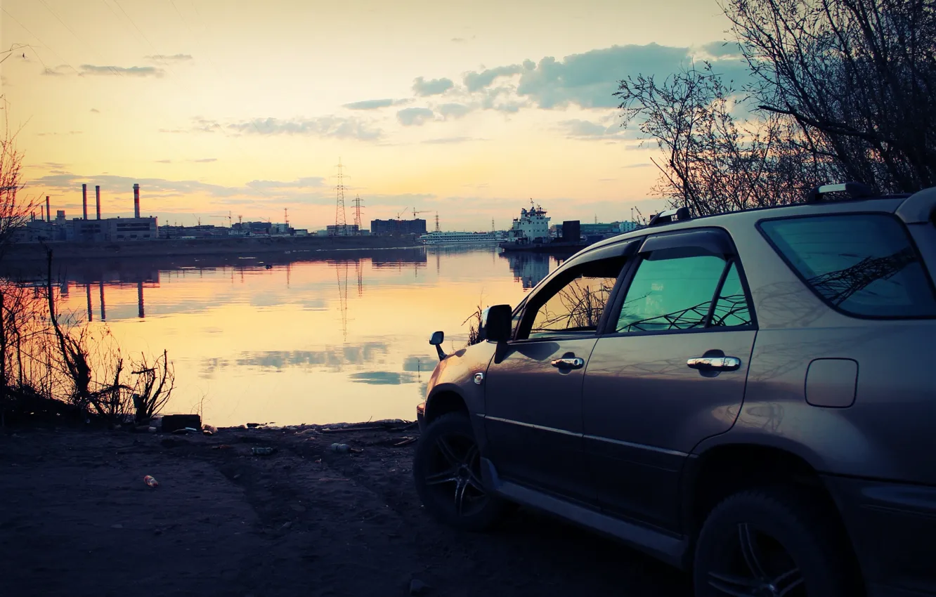 Photo wallpaper machine, sunset, Russia, Toyota, casting, Harrier, avs, Yakutsk