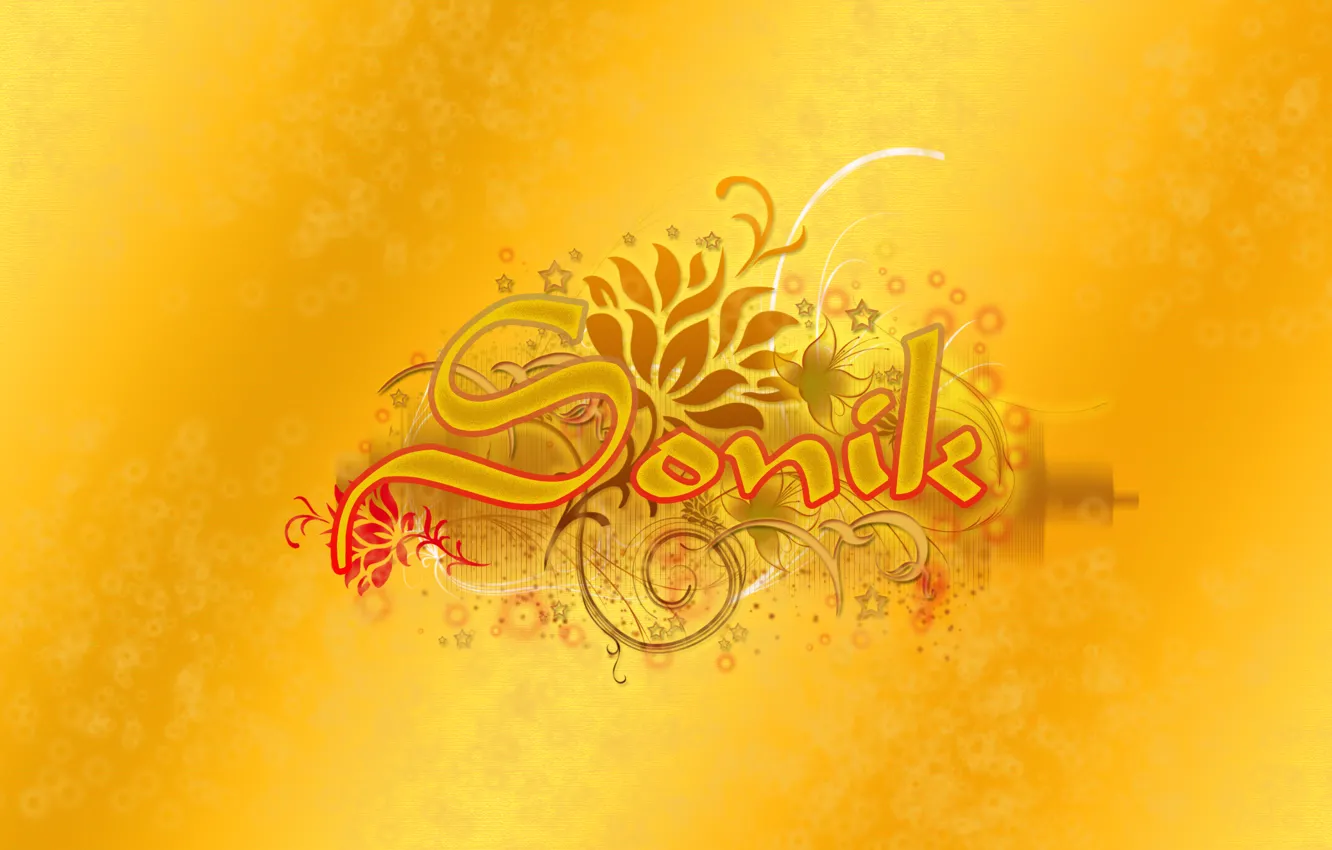 Photo wallpaper yellow, the inscription, vector, Sonik