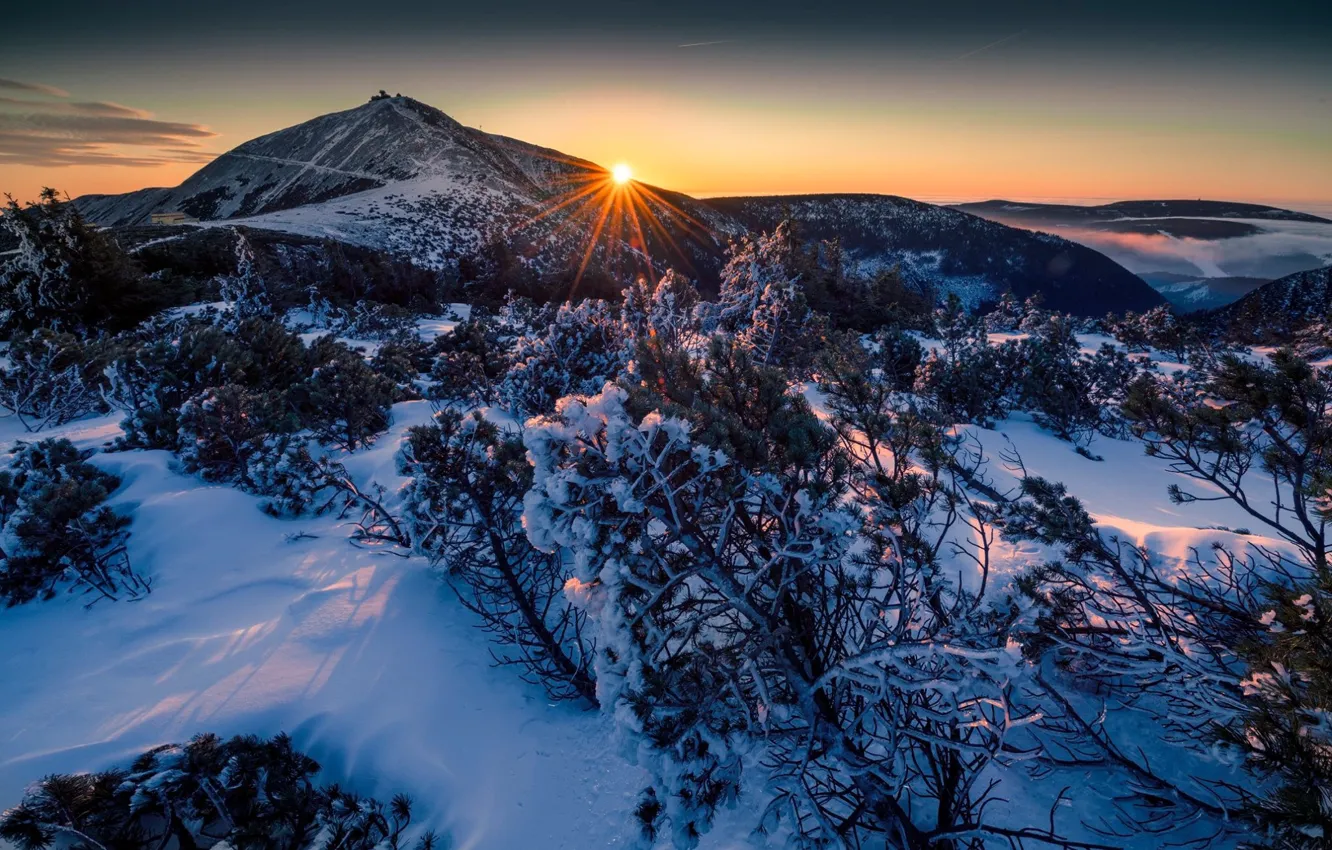 Photo wallpaper winter, snow, mountains
