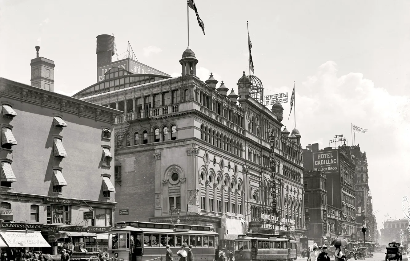 Photo wallpaper street, home, New York, area, tram, USA, 1908-the year