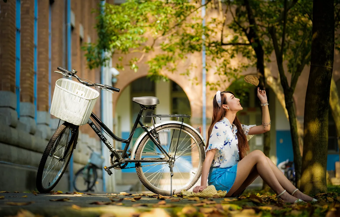 Photo wallpaper bike, Asian, bokeh