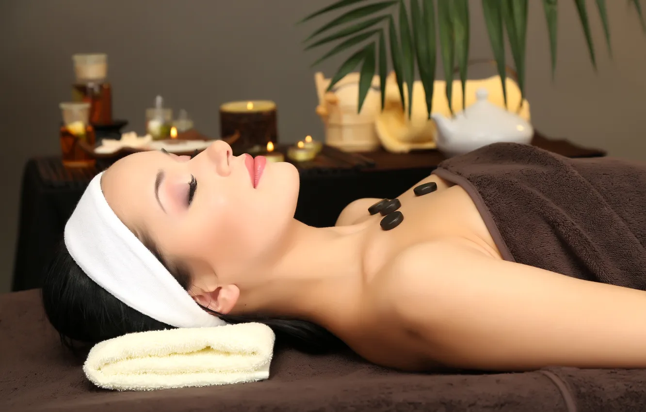 Photo wallpaper girl, stay, girl, rest, Spa treatments, Spa treatments