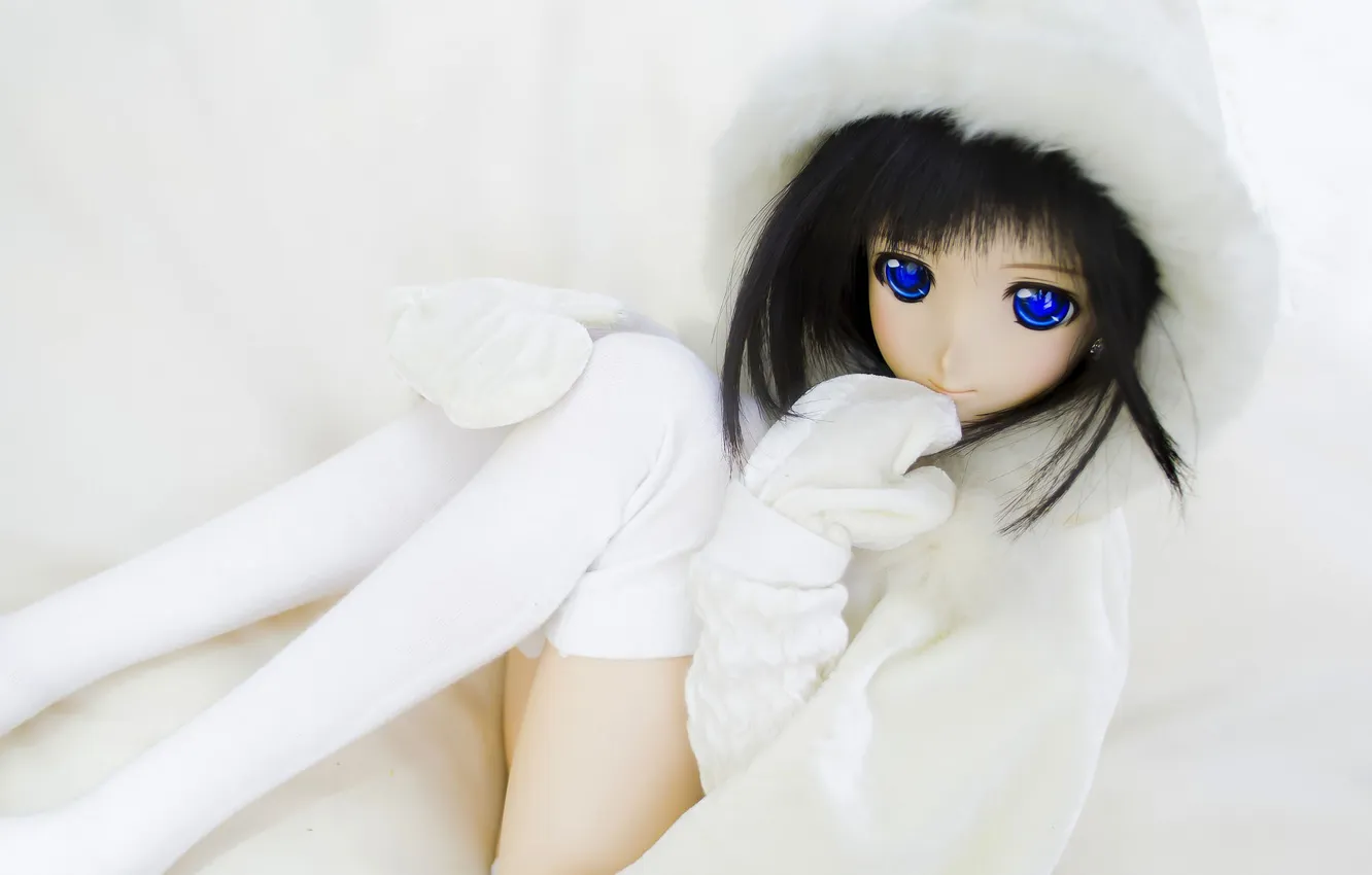 Photo wallpaper toy, doll, anime, brunette, gloves, coat