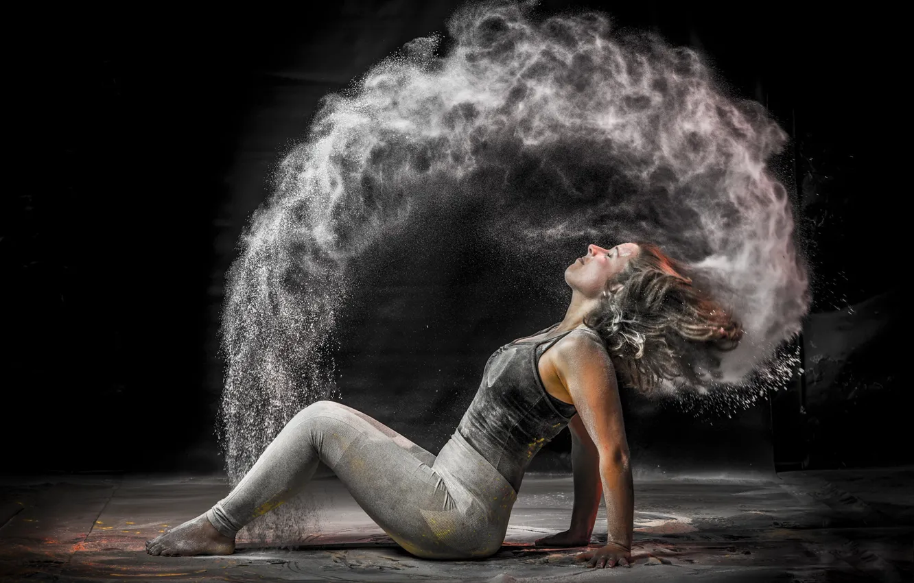 Photo wallpaper girl, background, dust