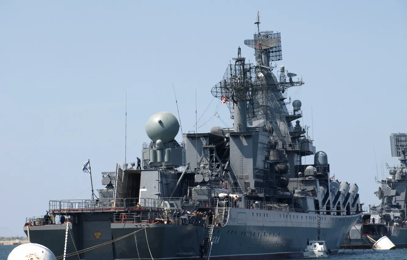 Photo wallpaper Large, anti-submarine ship, Navy, RAID, The black sea fleet, &ampquot;Kerch&ampquot;, missile cruiser, Guards