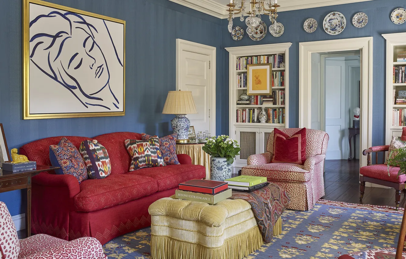 Photo wallpaper design, style, room, interior, library, living room