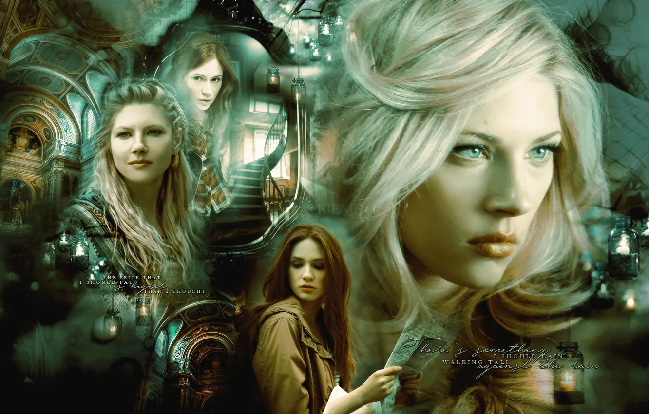 Photo wallpaper girl, collage, art, Actress