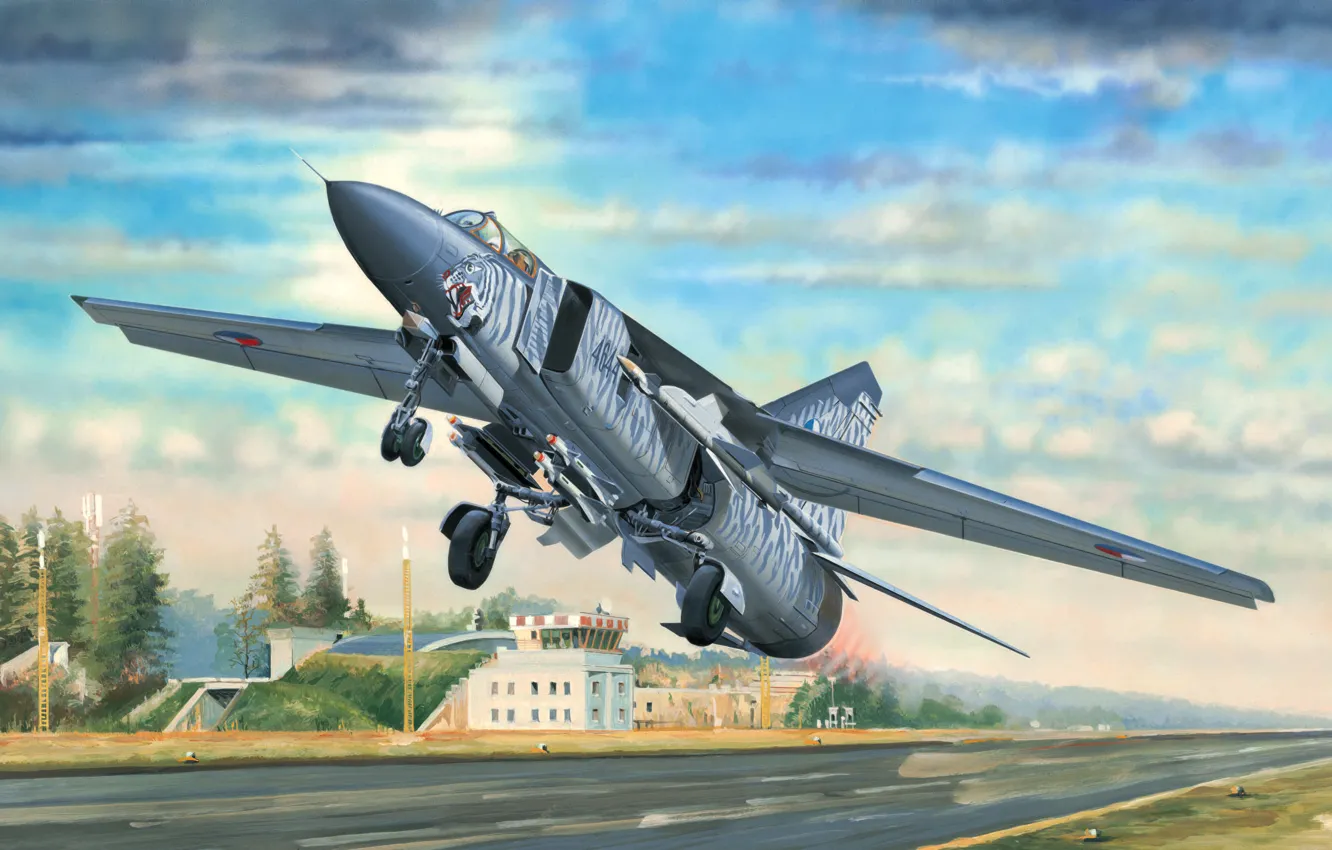 Photo wallpaper war, art, airplane, painting, jet, Mikoyan-Gurevich MiG-23