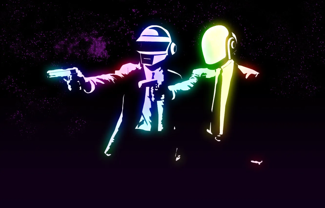 Photo wallpaper music, weapons, paint, Daft Punk, pulp fiction
