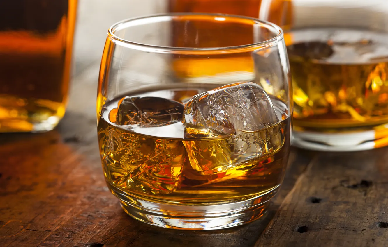 Photo wallpaper ice, cubes, glass, ice, drink, whiskey, drink, alcohol