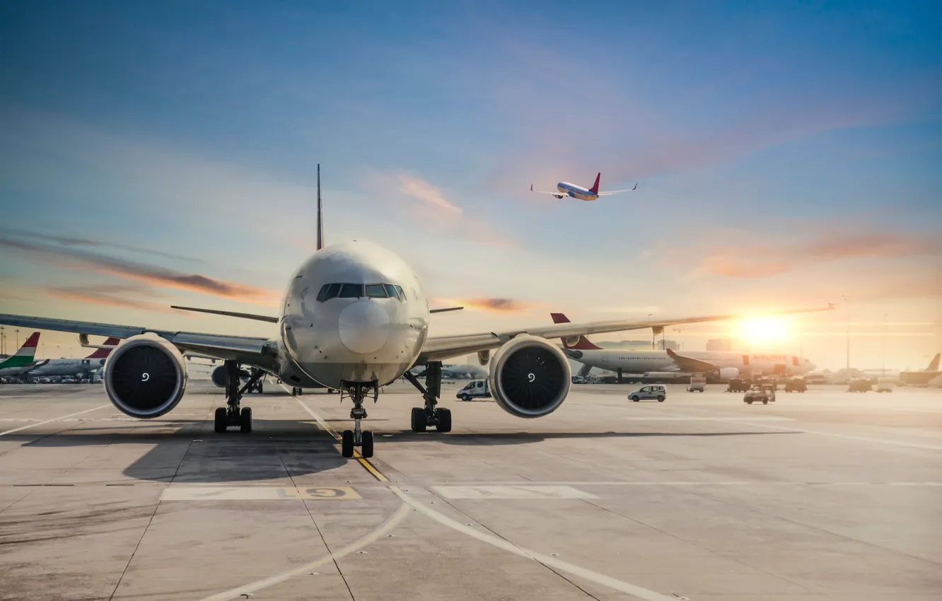 Photo wallpaper sky, plane, Airport