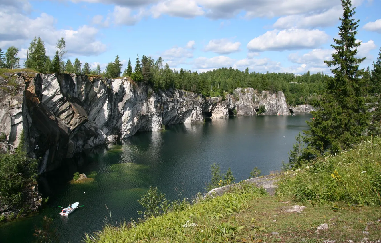 Photo wallpaper river, open, rocks