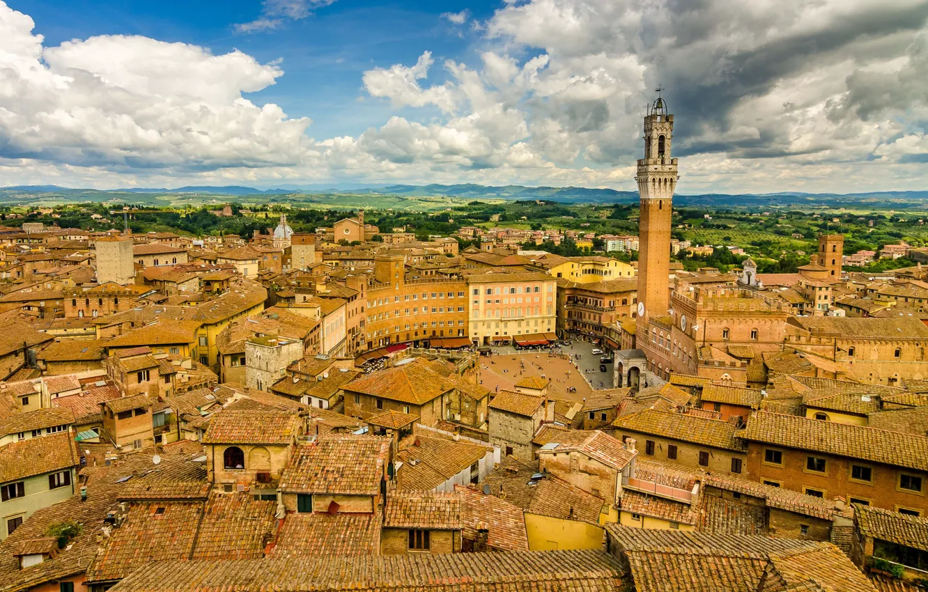 Photo wallpaper building, roof, Italy, panorama, Italy, Tuscany, Tuscany, Siena
