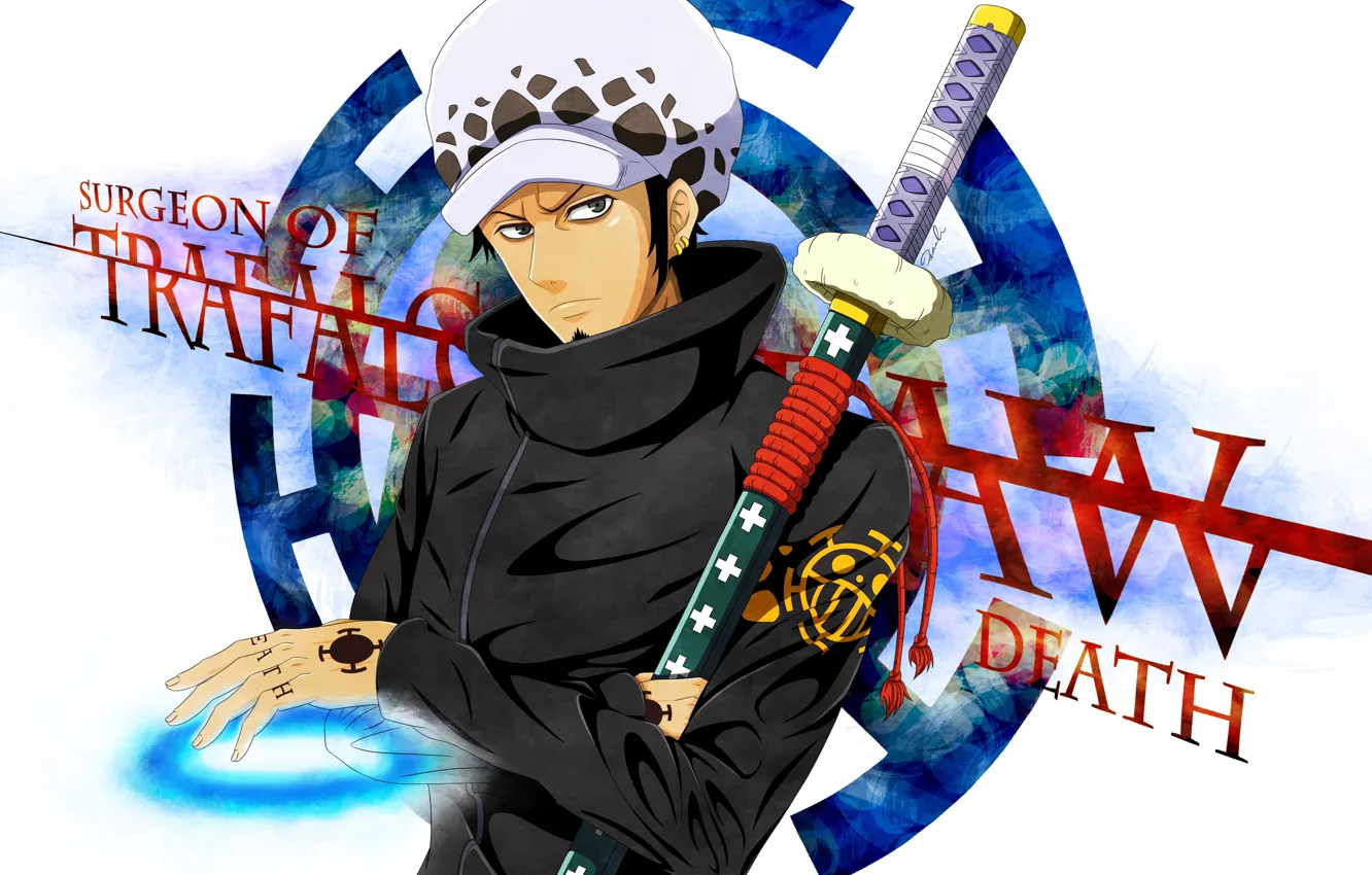 Photo wallpaper sword, game, One Piece, blue, anime, ken, blade, captain