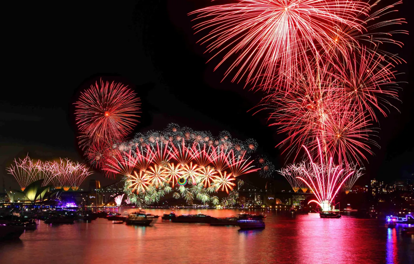 Photo wallpaper New Year, fireworks, Sydney
