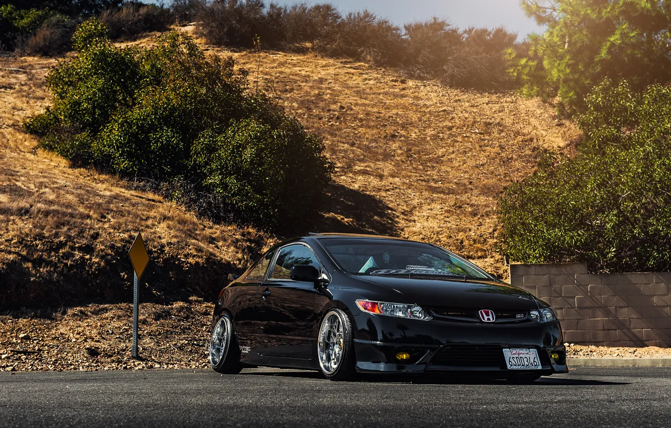 Photo wallpaper auto, Honda, black, Honda, civic, Civic