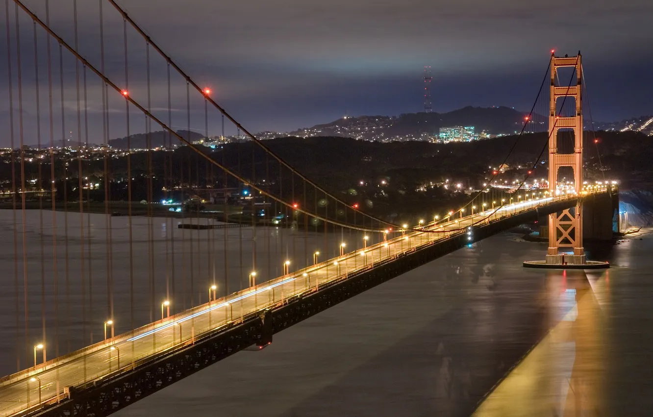 Photo wallpaper water, bridge, the city