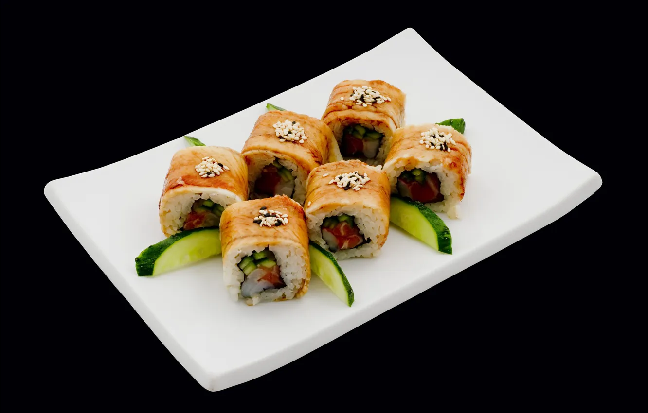 Photo wallpaper sushi, rolls, Japanese cuisine