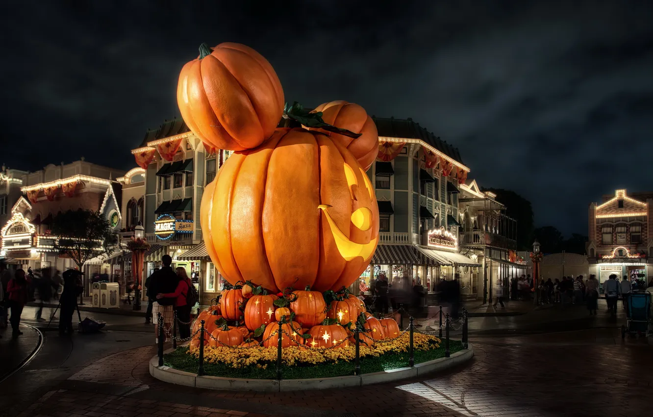 Photo wallpaper night, the city, photo, street, HDR, CA, pumpkin, USA