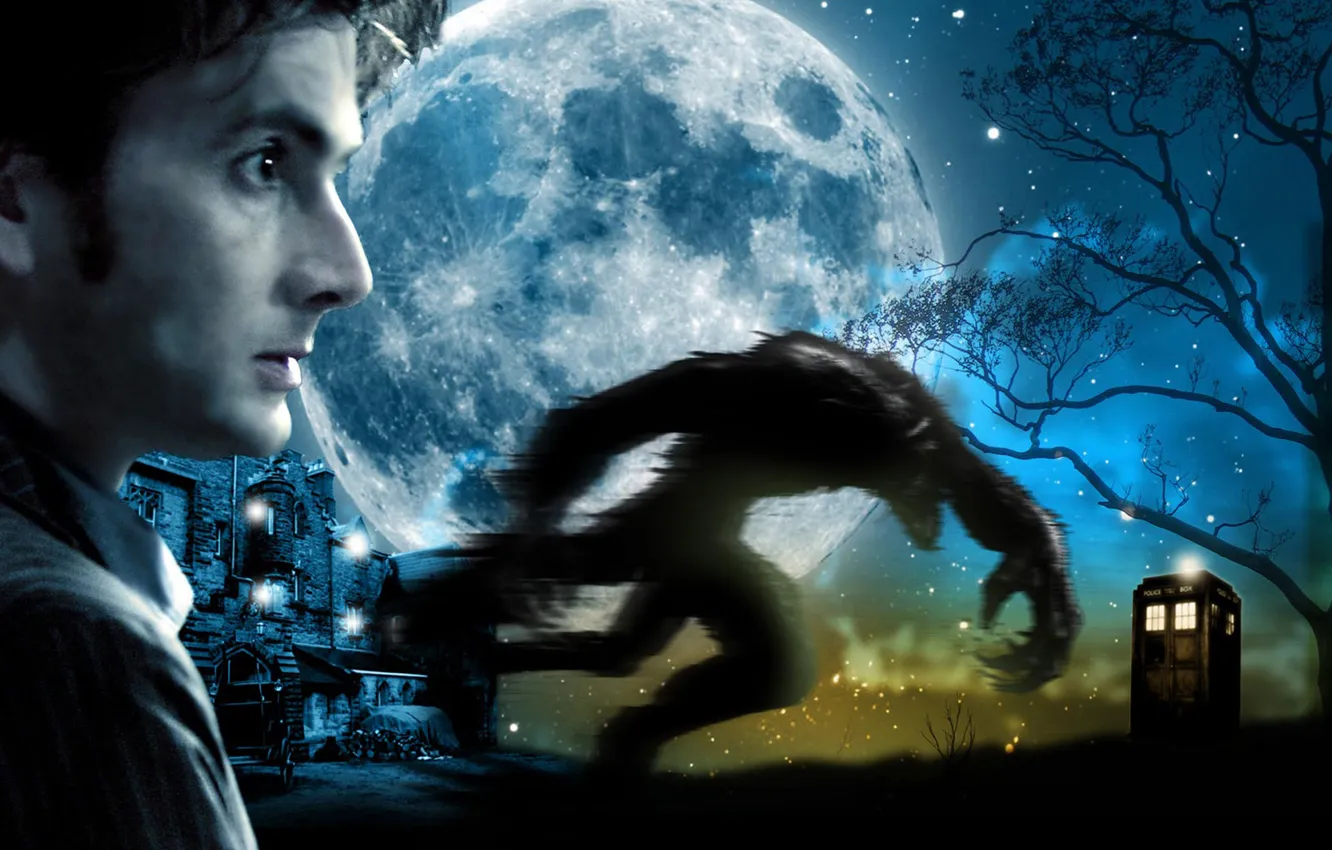 Photo wallpaper stars, night, face, tree, the moon, monster, actor, profile