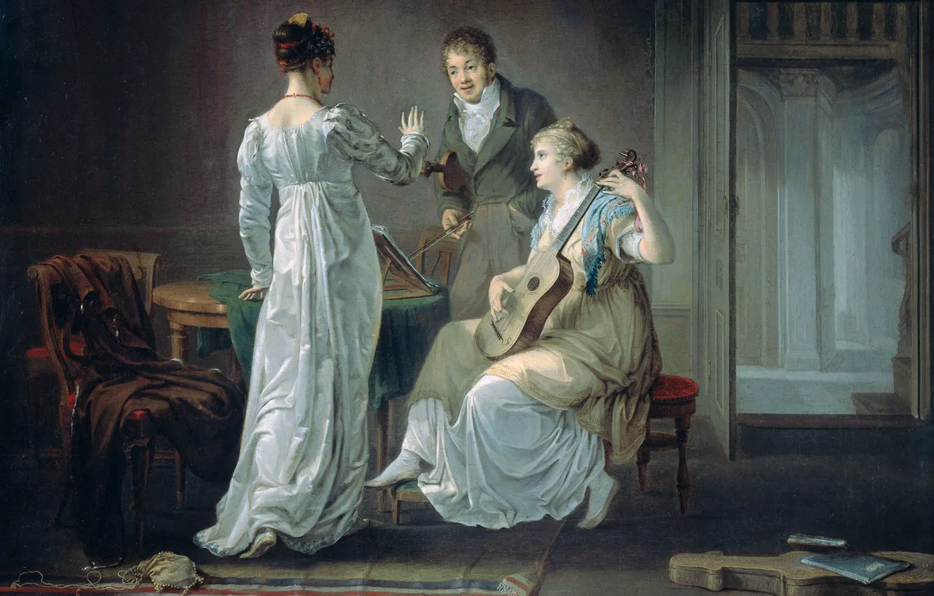 Photo wallpaper trees, music, oil, picture, genre, Louis Moritz