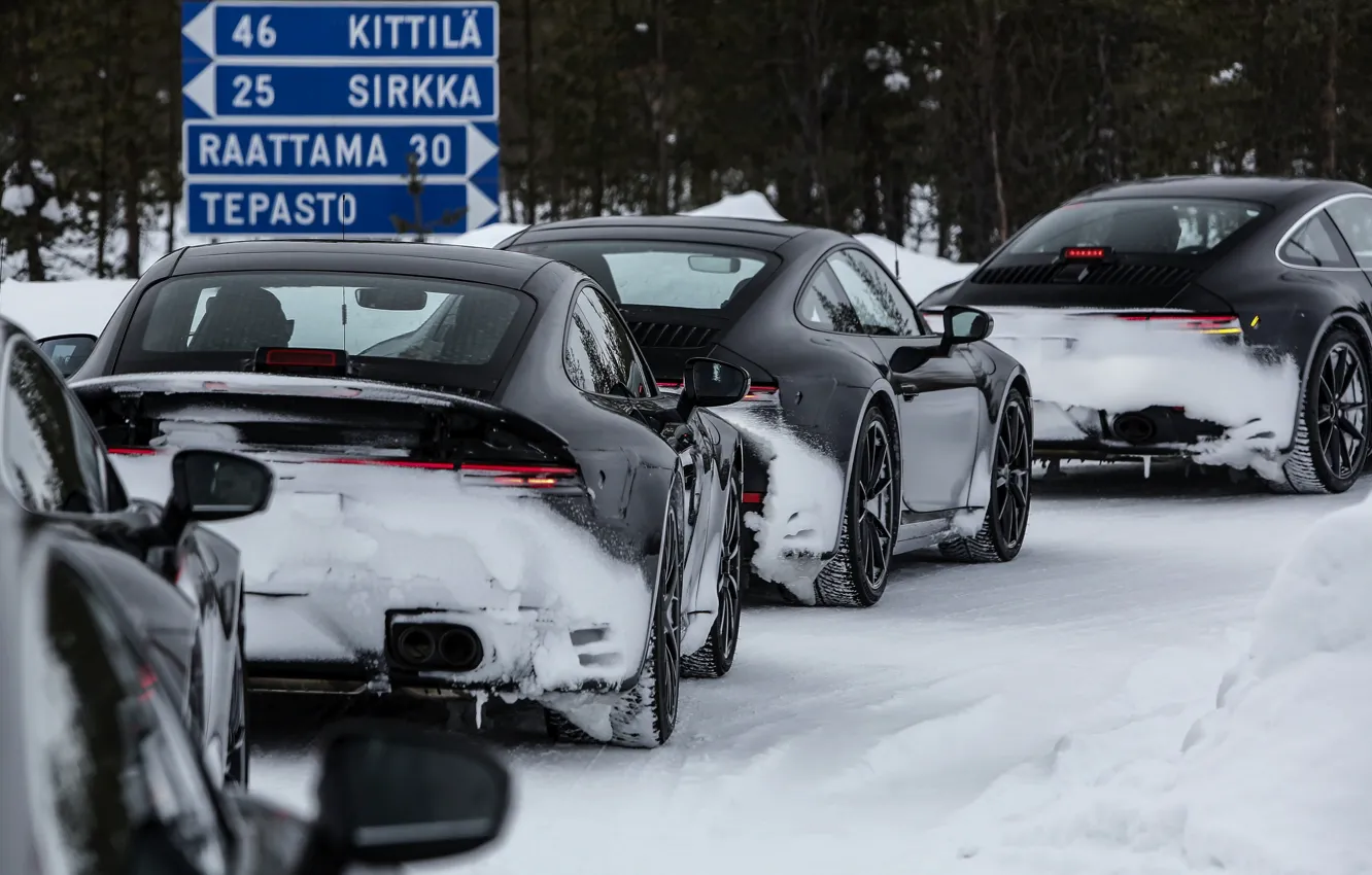 Photo wallpaper winter, 911, Porsche, Finland, tests, 992, prototypes