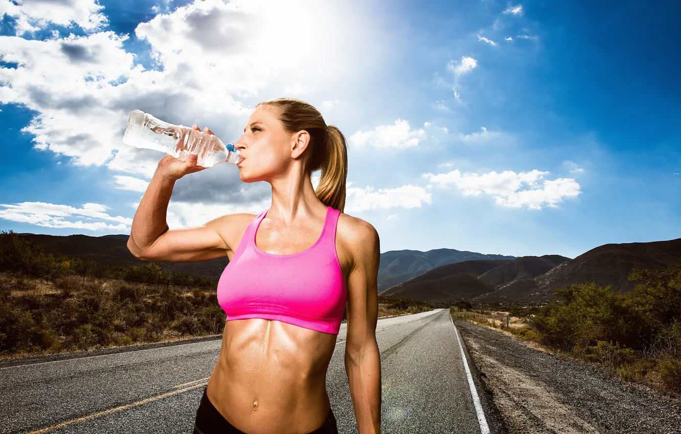 Photo wallpaper water, fitness, running, jogging, hydration