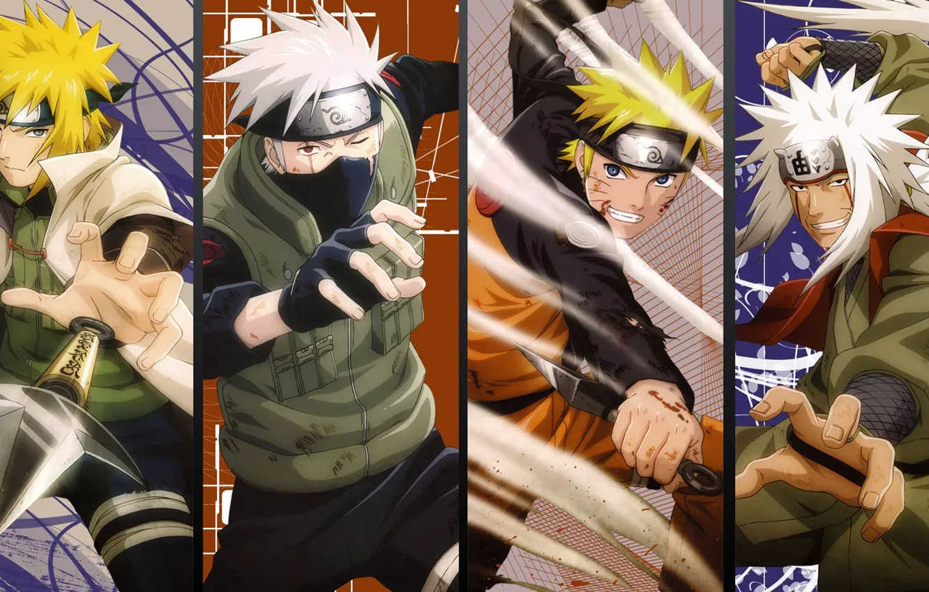 Photo wallpaper anime, naruto, Minato, Kakashi, jiraya