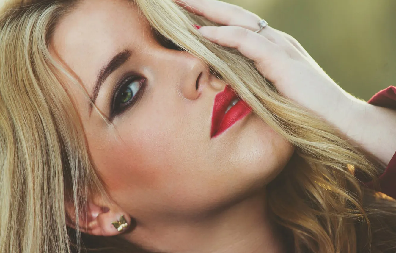 Photo wallpaper eyes, girl, face, hair, lips