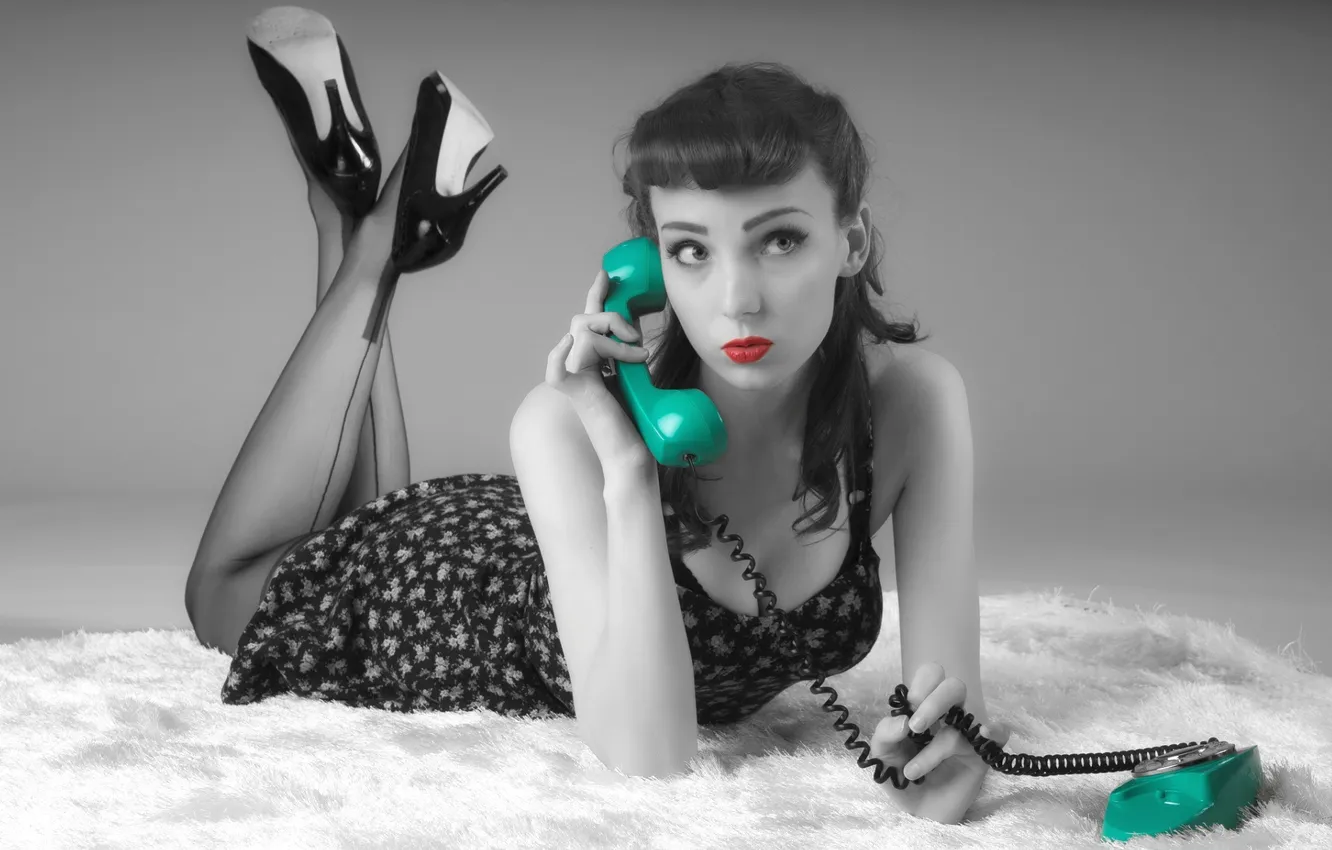 Photo wallpaper look, girl, phone