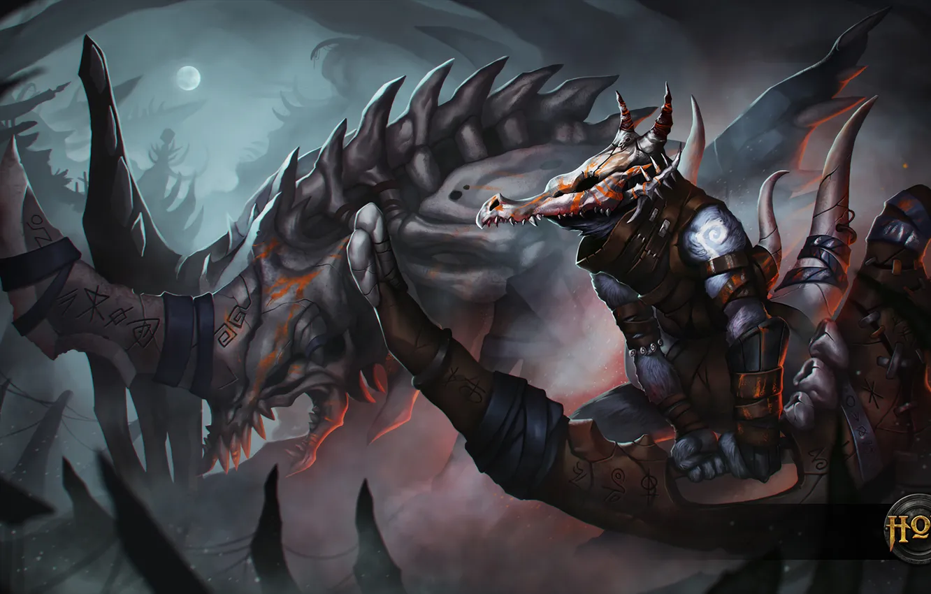 Photo wallpaper darkness, magic, bones, art, Heroes of Newerth, moba, Skrap, Bone Collector